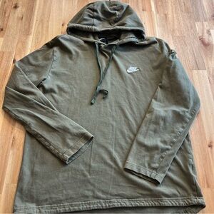 Nike Olive Green Long Sleeve Hooded Shirt size large
